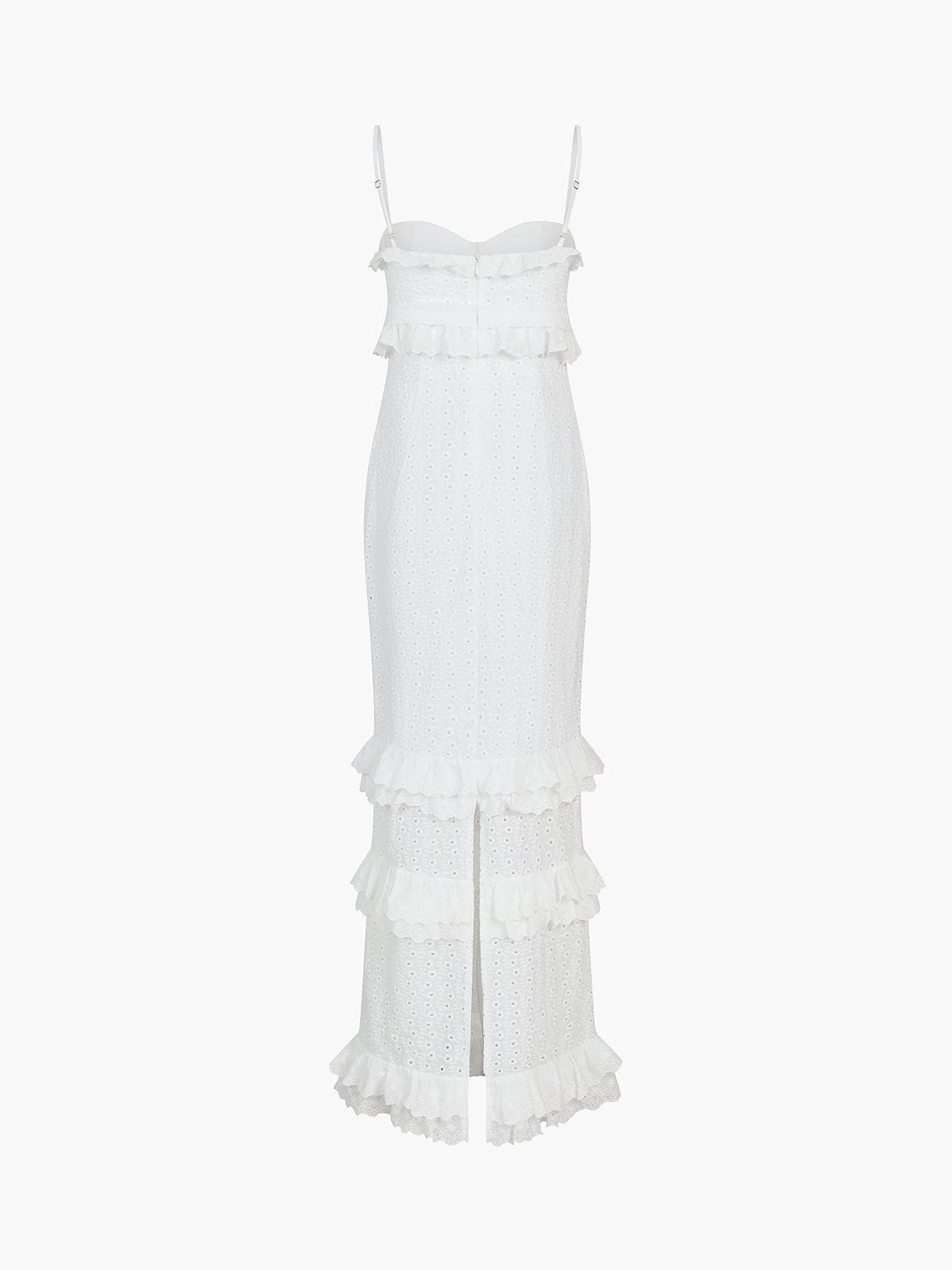 Robe en dentelle Blanche Élégante avec Volants