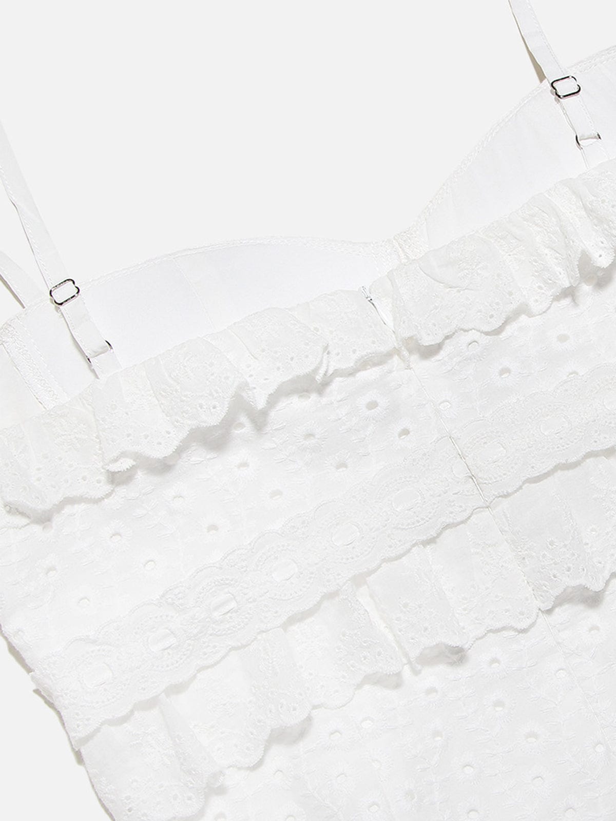 Robe en dentelle Blanche Élégante avec Volants