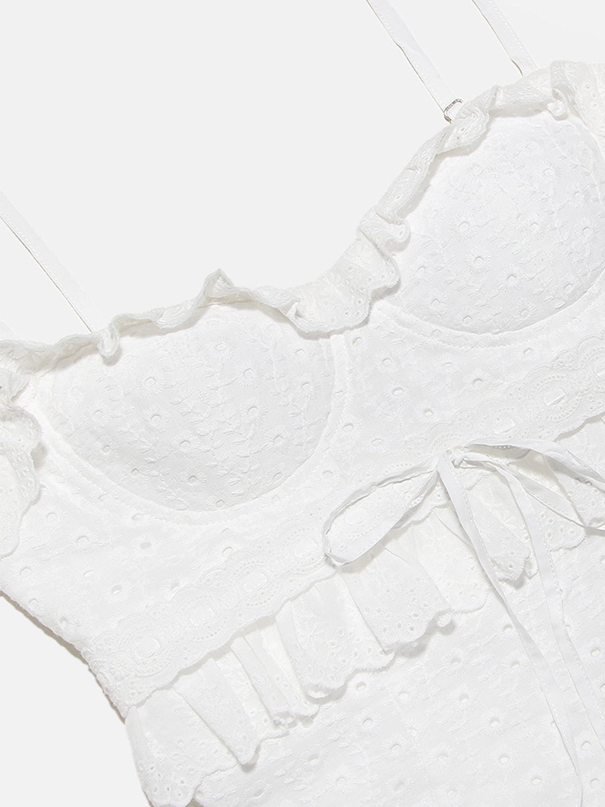 Robe en dentelle Blanche Élégante avec Volants