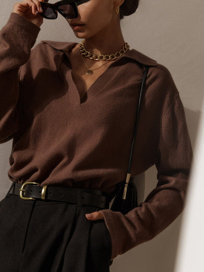 Pull Femme Maille Col Polo Coupe Décontractée