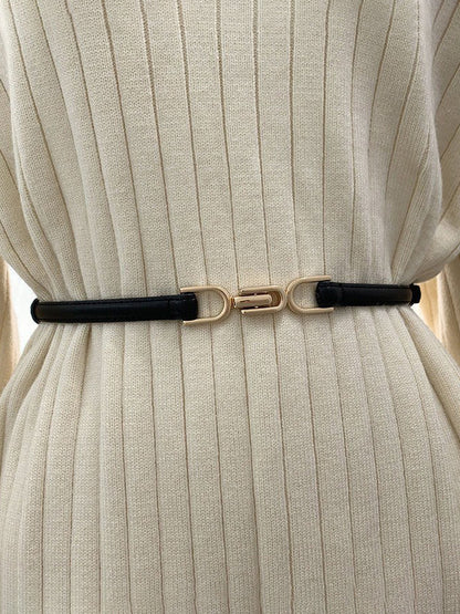 Ceinture en cuir moderne avec boucle en métal doré - BerlinGlamour