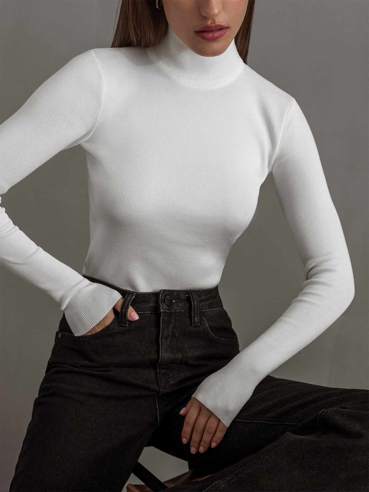 Pullover Femme Élégant Taille Slim Hiver
