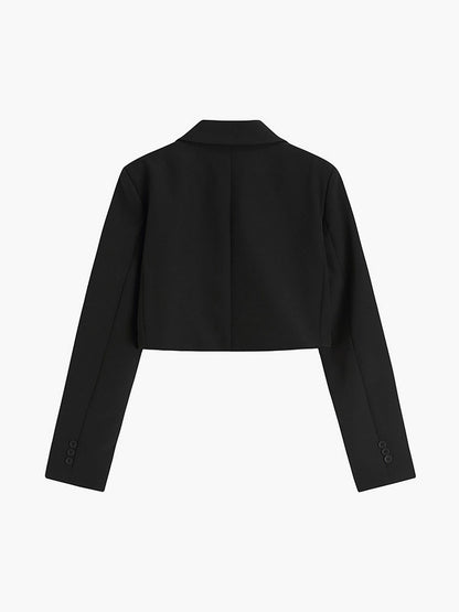 Blazer Femme Noir Court Élégant pour Travail