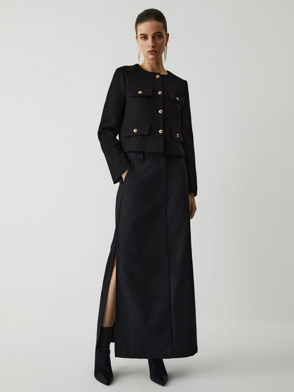 Veste Femme Tweed Élégante à Boutons Dorés