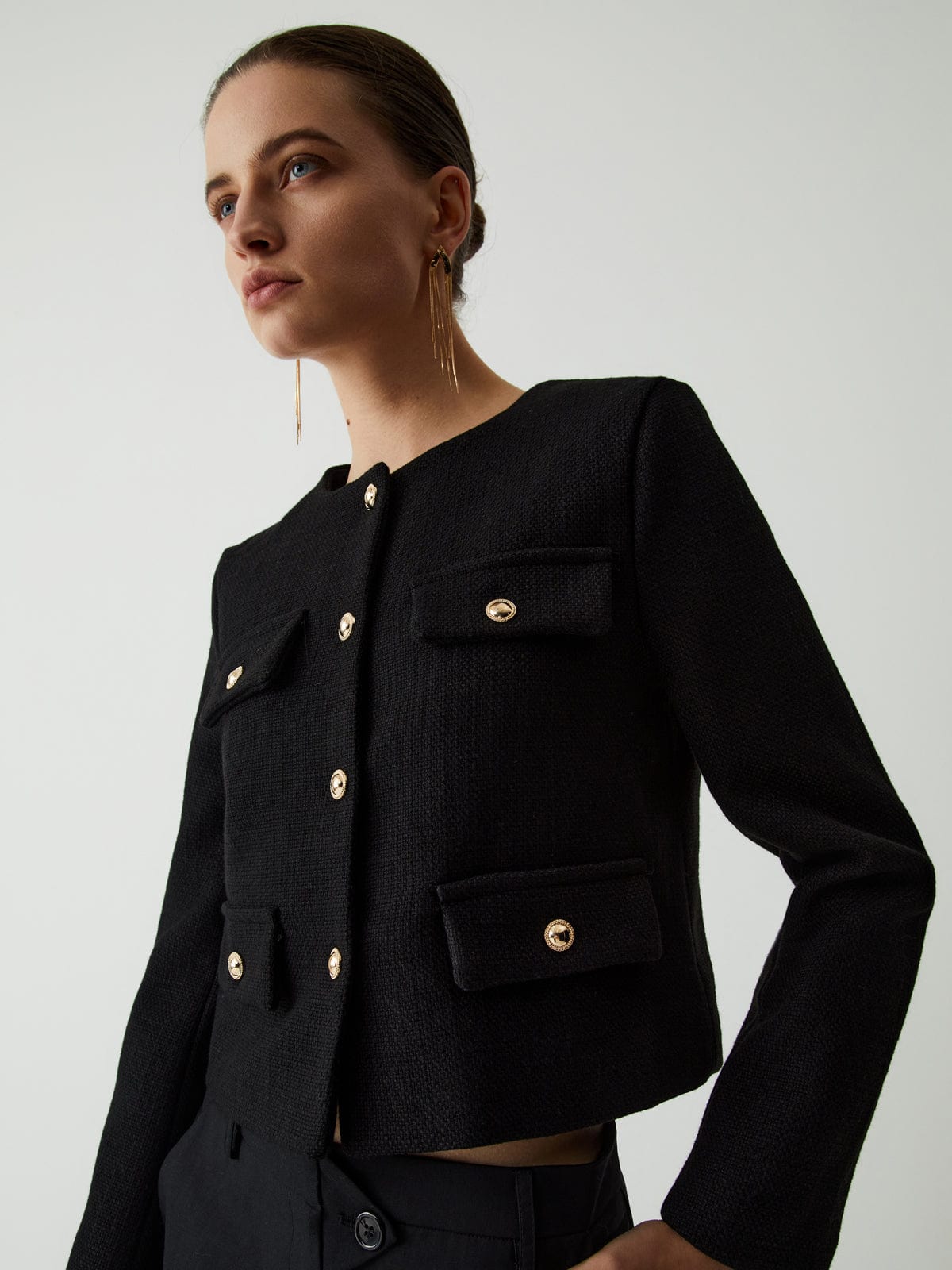 Veste Femme Tweed Élégante à Boutons Dorés - BerlinGlamour