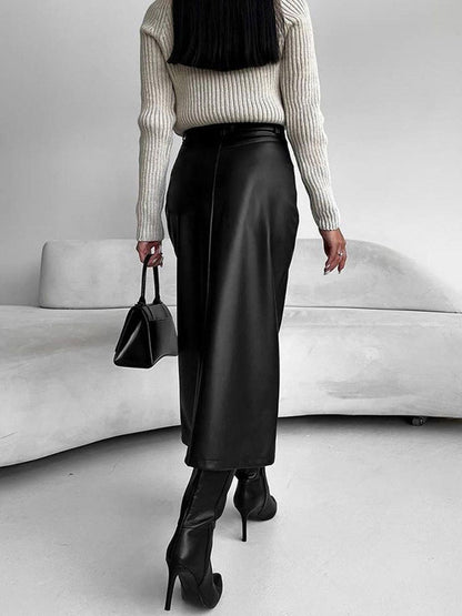Robe Femme Élégante Mi-Longue avec Fente Élevée
