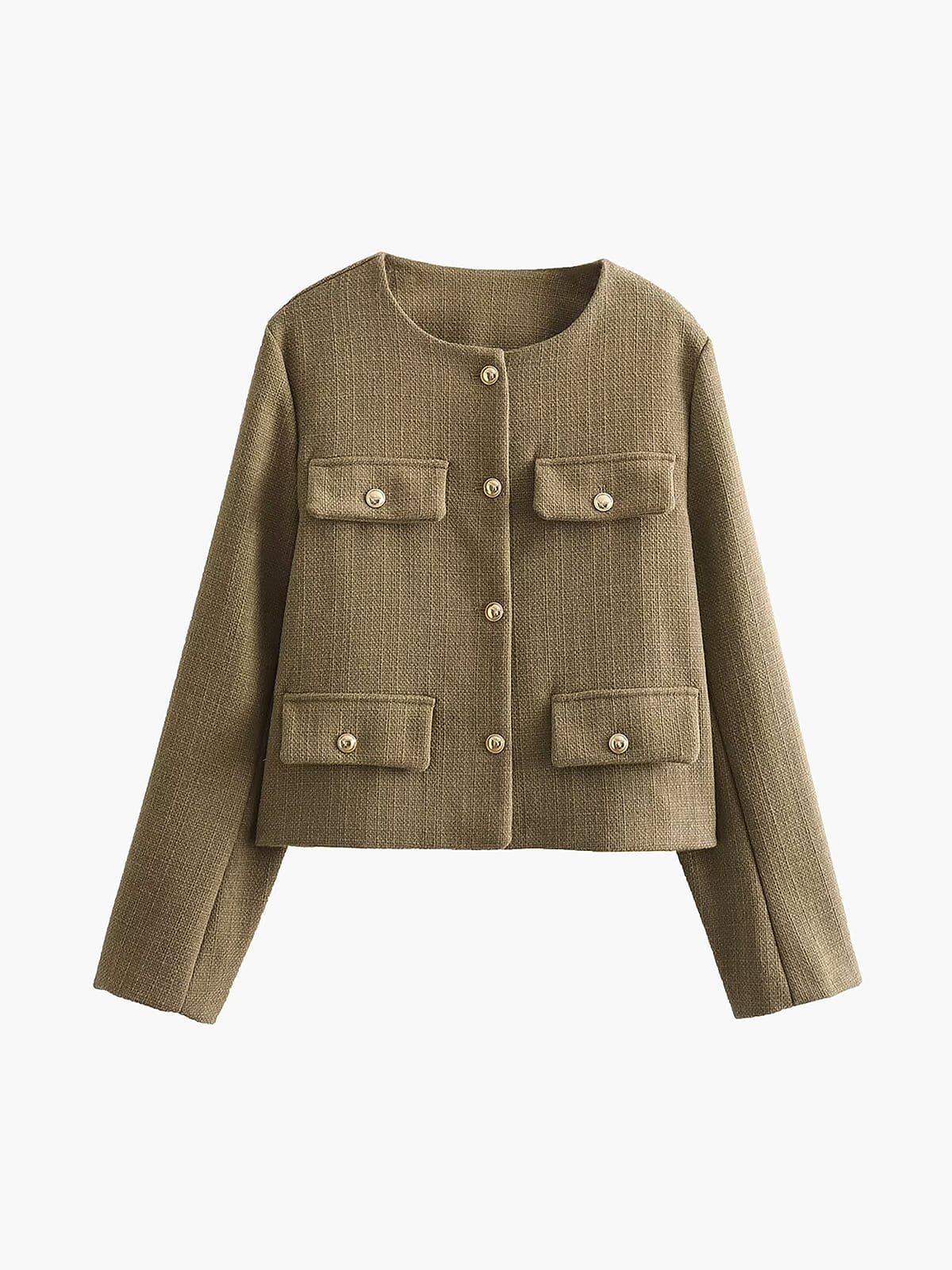 Veste Femme Tweed Élégante à Boutons Dorés