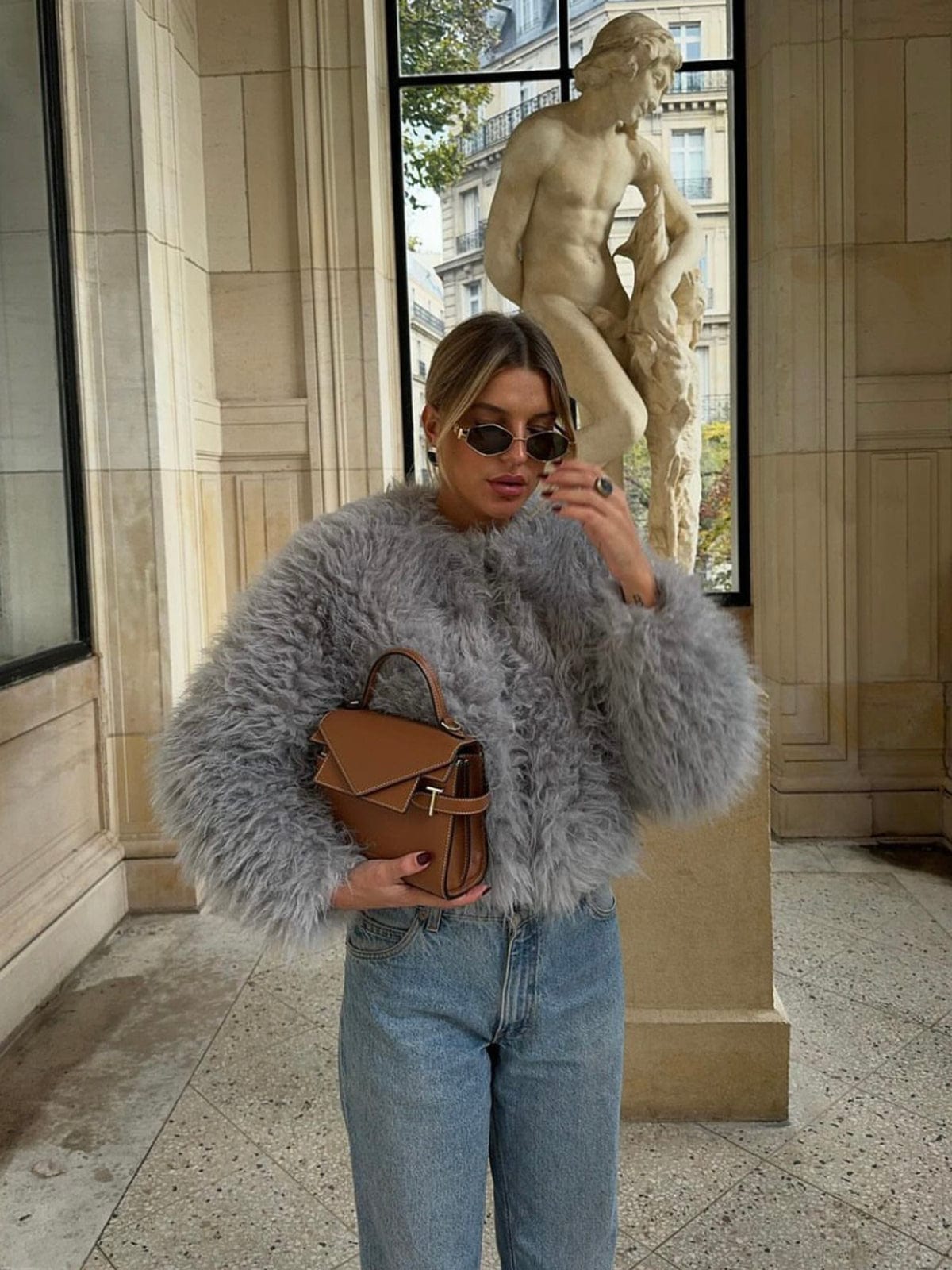 Manteau Court Fausse Fourrure Chic Hiver
