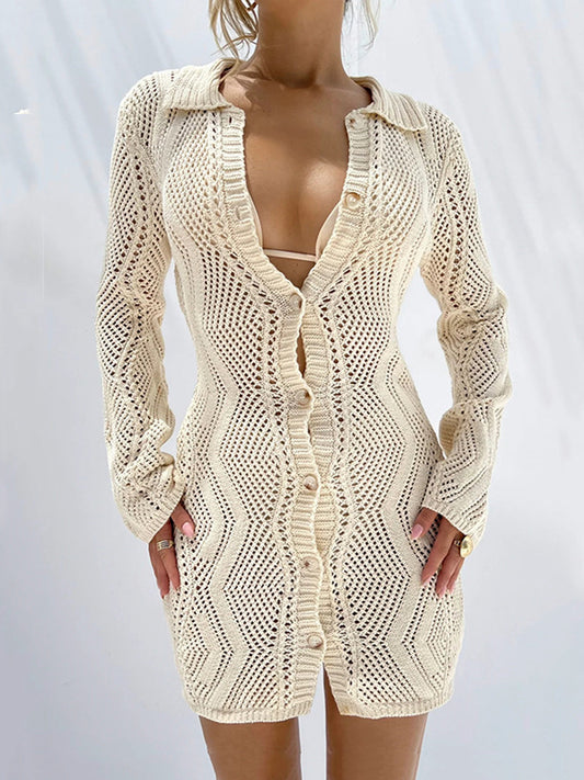 Robe en dentelle Blanc Crème avec Boutons - BerlinGlamour