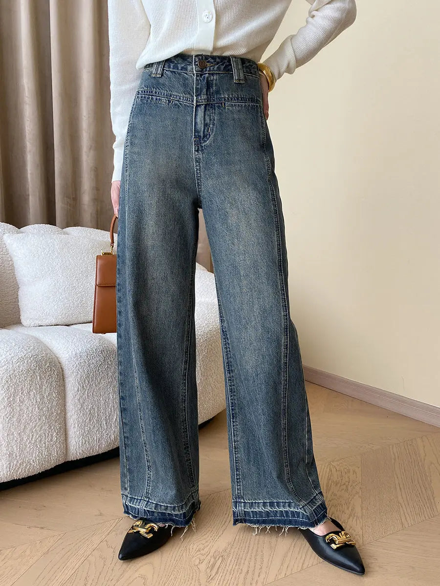 Jean Large Vintage Décontracté avec Boutons - BerlinGlamour