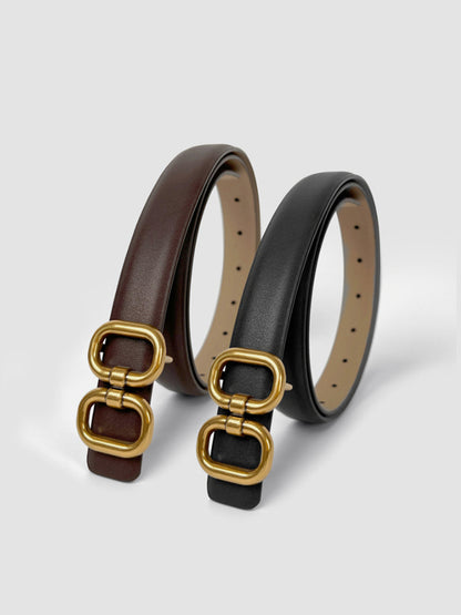 Ceinture Cuir Large avec Boucle Double