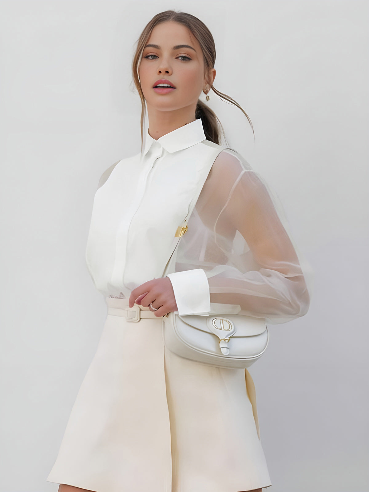 Blouse Femme Élégante Manches Transparentes