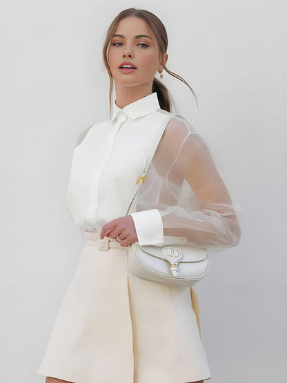 Blouse Femme Élégante Manches Transparentes