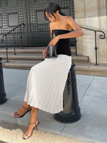 Robe Bustier Élégante avec Jupe Longue Fluide