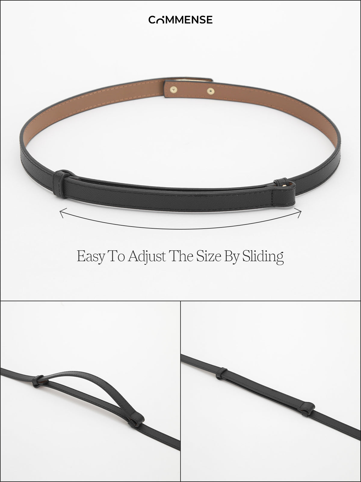 Ceinture Cuir Noir avec Boucle Or