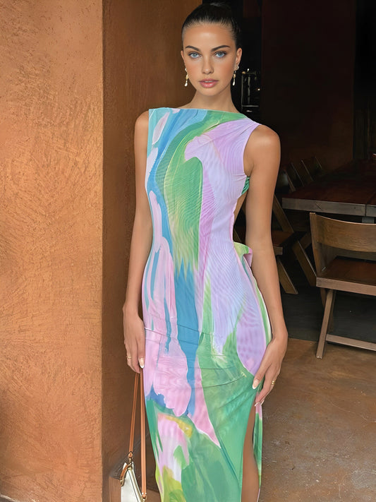 Robe Maxi Été Sans Manches Imprimé Floral - BerlinGlamour