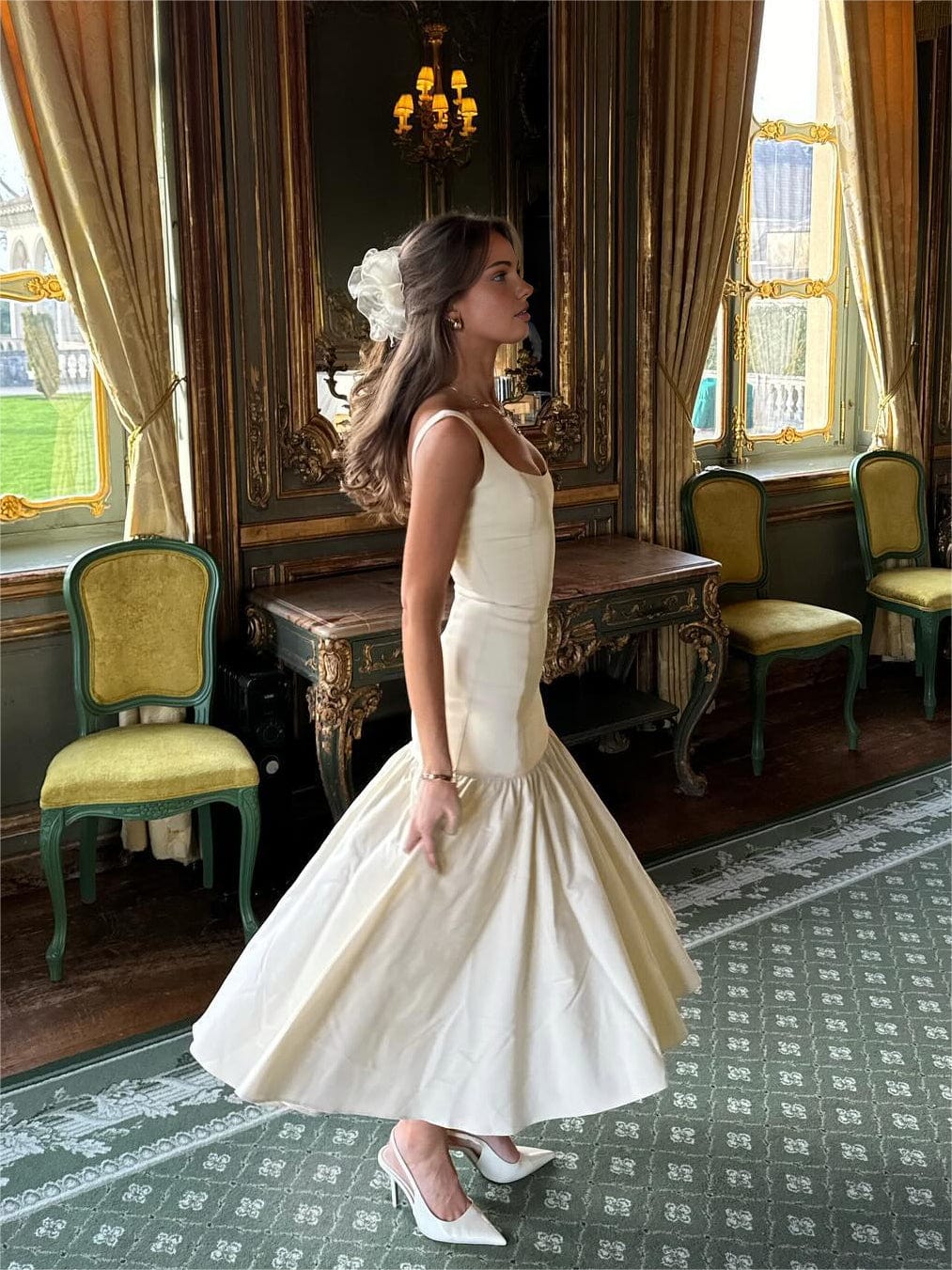 Robe Longue Élégante à Volants pour Soirée Chic