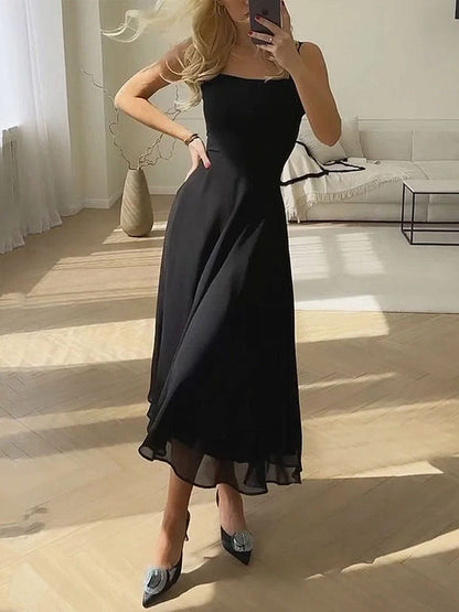 Robe Mi-Longue Élégante Taille A