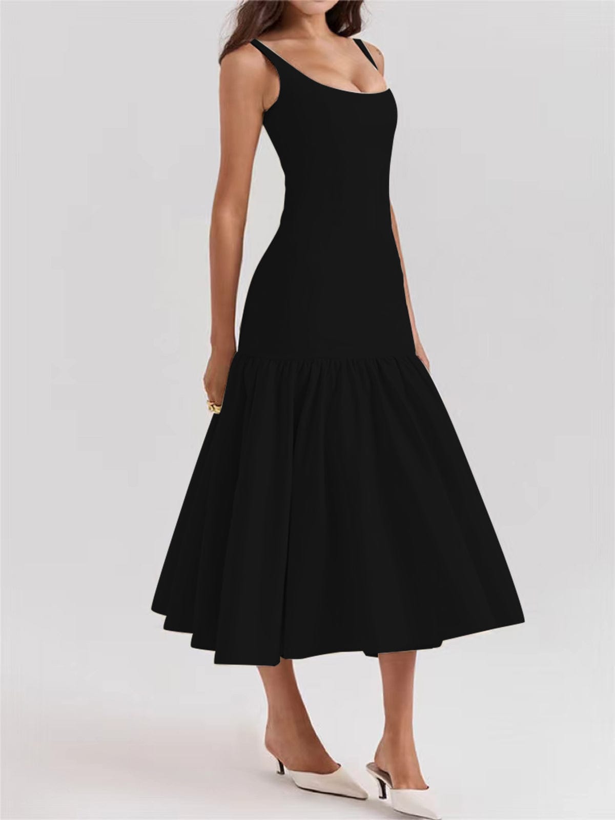 Robe Longue Élégante à Volants pour Soirée Chic