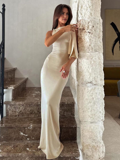 Robe Soirée Élégante Satin Longue