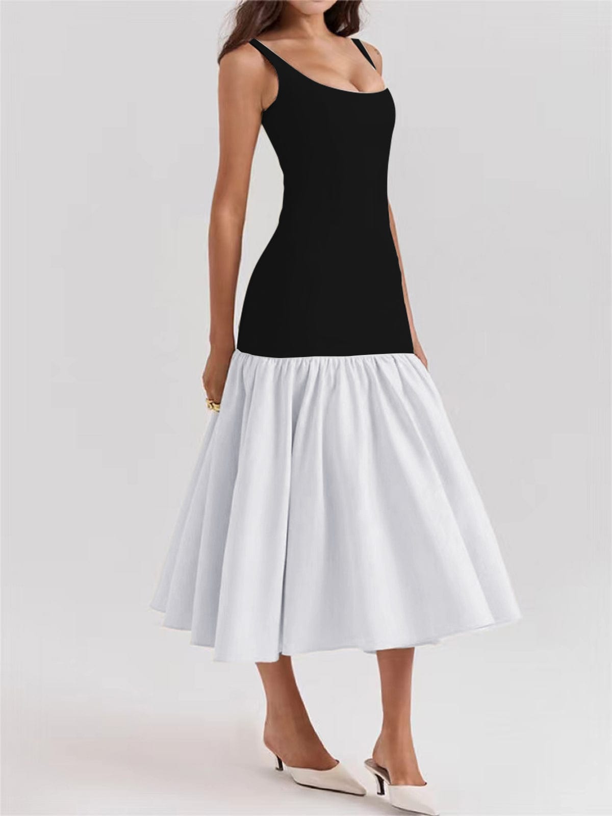 Robe Longue Élégante à Volants pour Soirée Chic