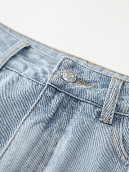 Jupe denim femme mi-longue avec fermeture avant