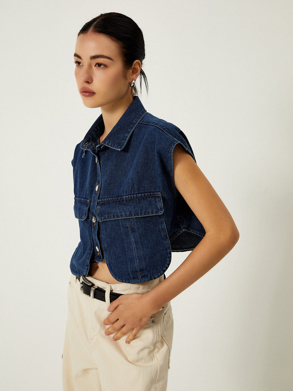 Top Jeans Court et Élégant pour Femme