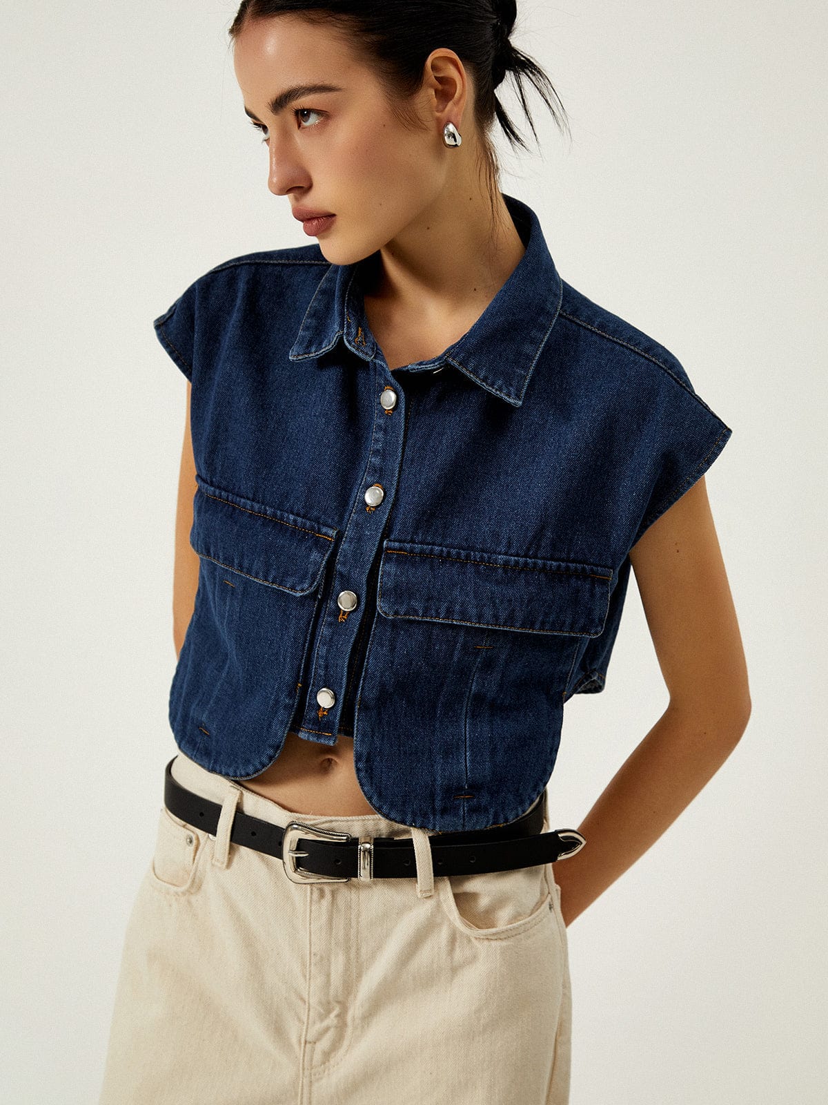 Top Jeans Court et Élégant pour Femme