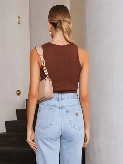 Top sans manches moulant pour femme