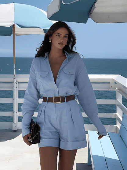 Ensemble Gabriele : Chemisier et Short de Lin