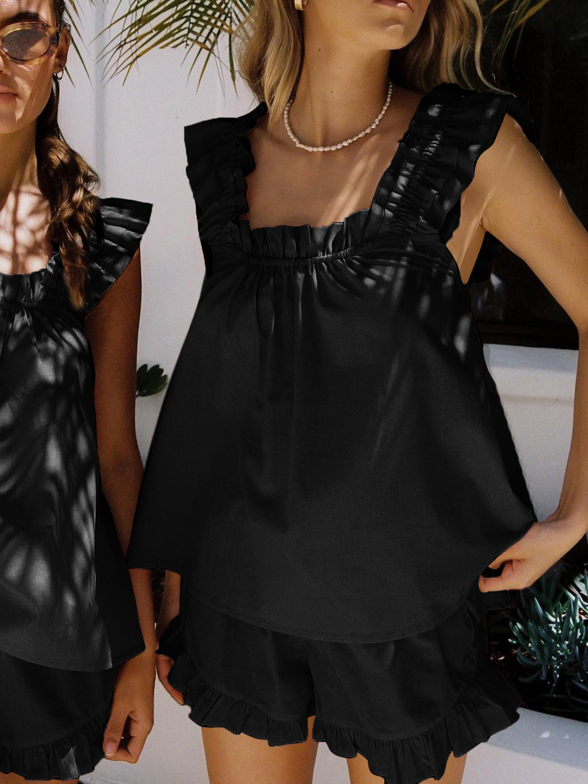 Robe de Cocktail Femme Élégante avec Haut en Dentelle et Pantalon Élégant
