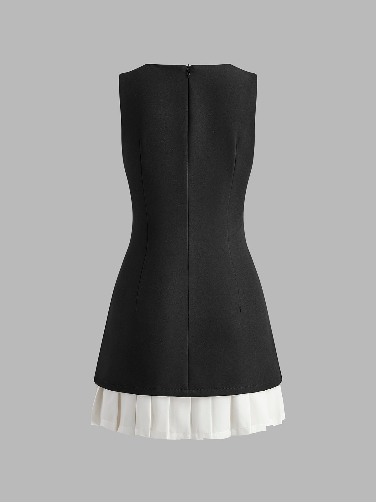 VADINE™ – Robe Femme Courte Élégante avec Plis Contrastés et Encolure Ronde-5