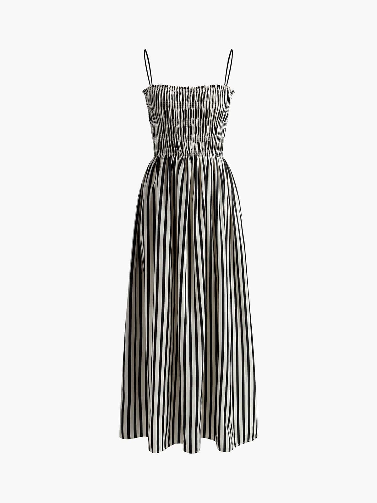 Robe Été Rayée pour Femme avec Haut Brodé