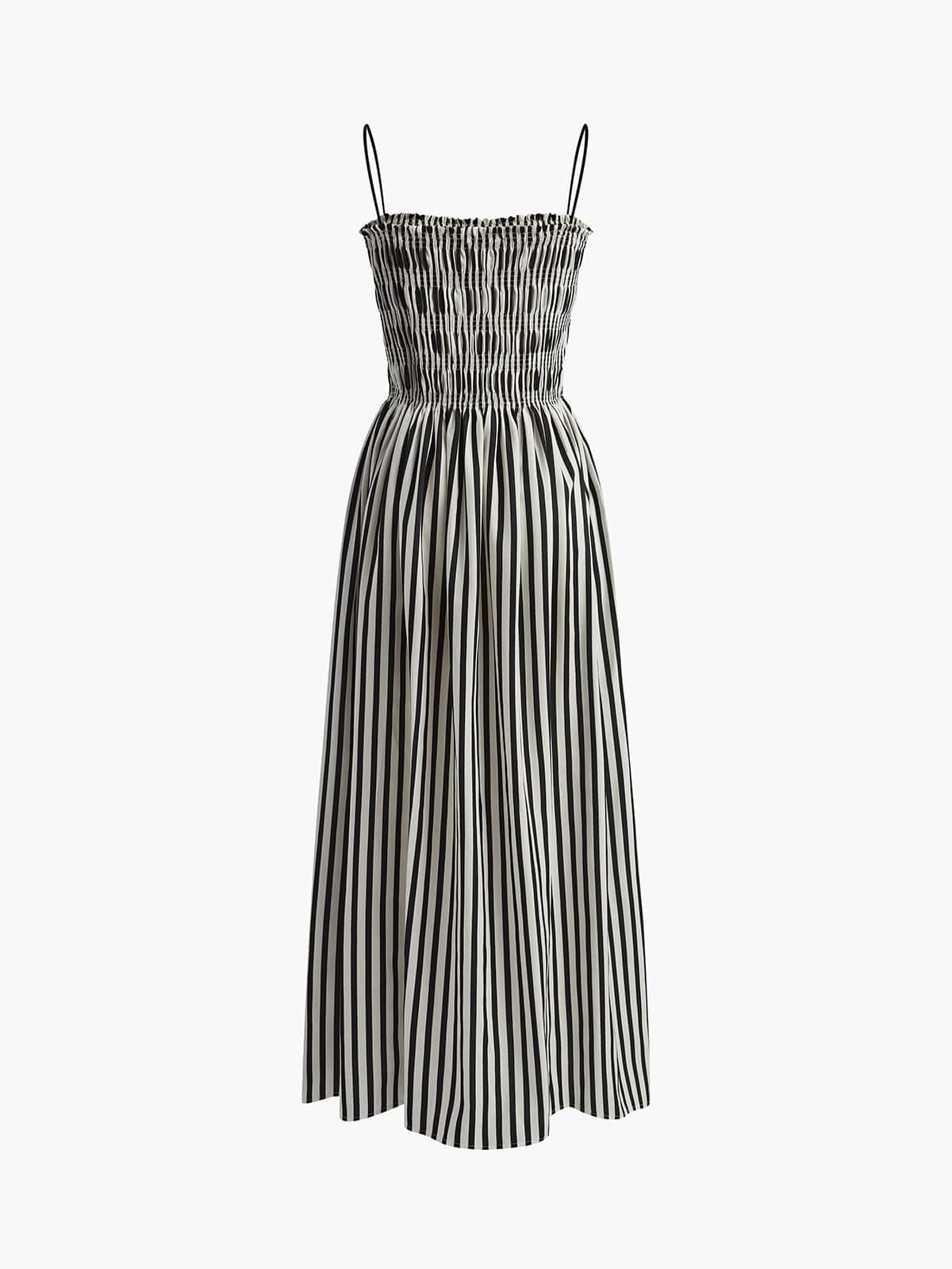 Robe Été Rayée pour Femme avec Haut Brodé