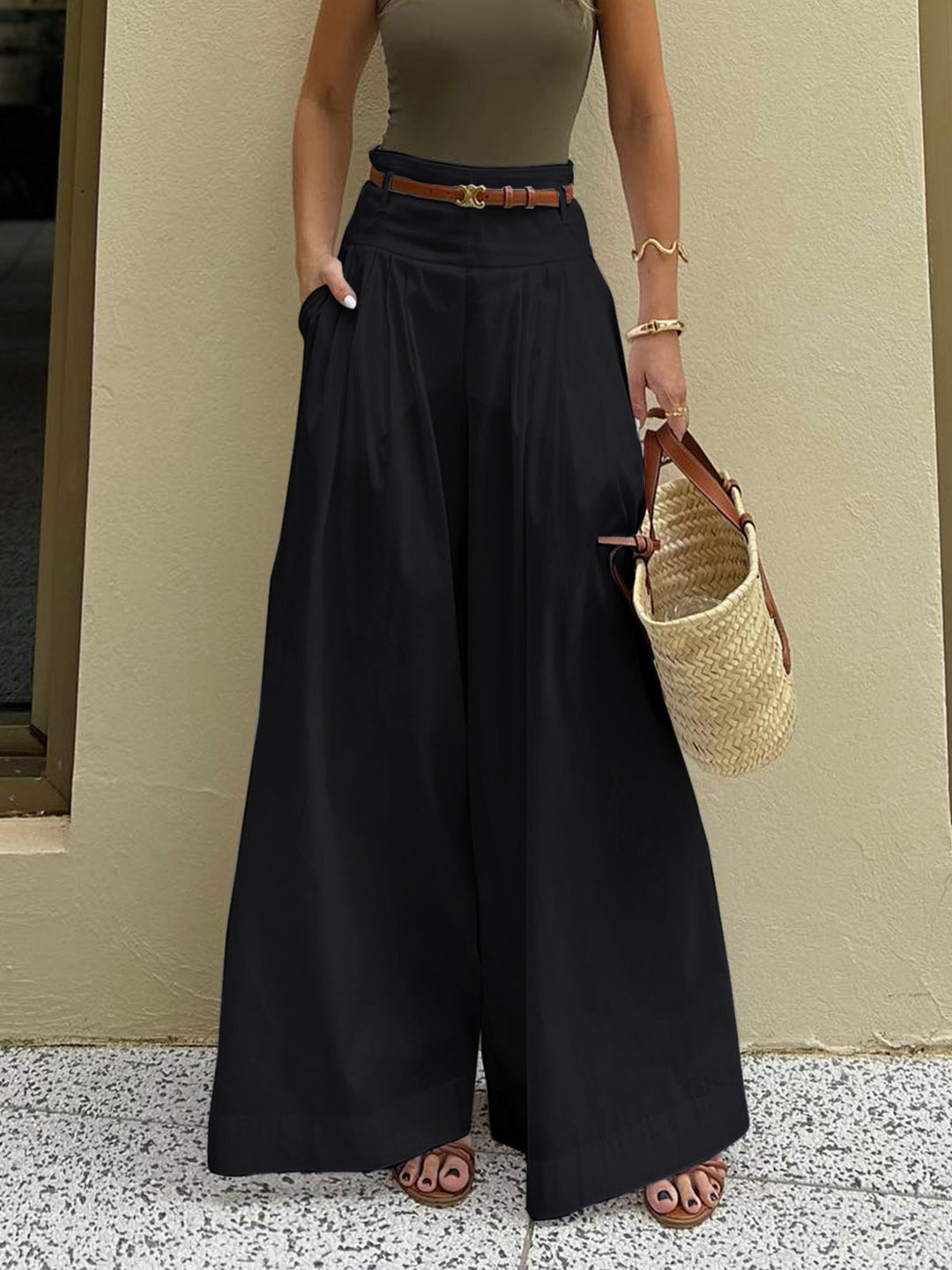 Pantalon Décontracté Casual avec Poches Latérales