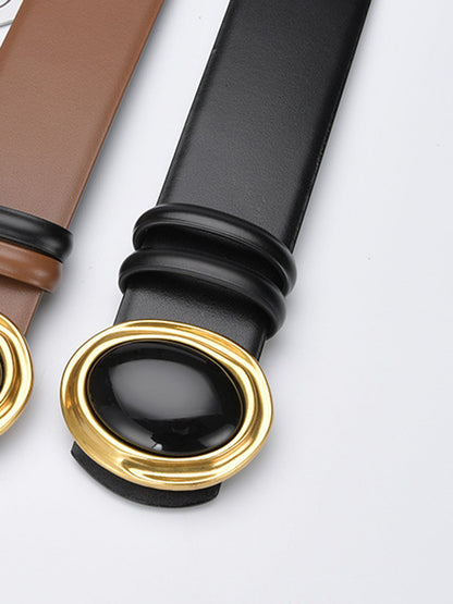 Ceinture en Cuir avec Boucle Or pour Femme et Homme
