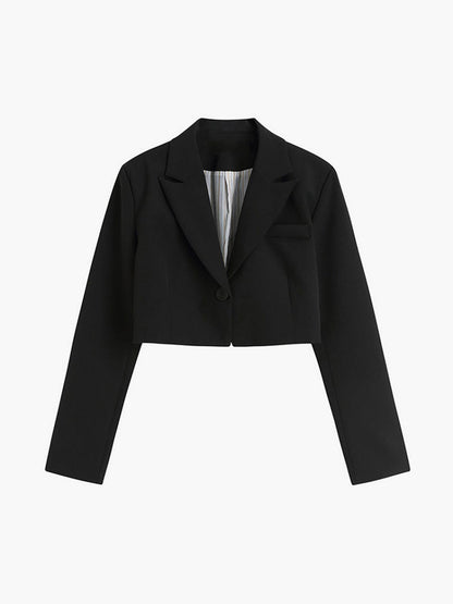 Blazer Femme Noir Court Élégant pour Travail