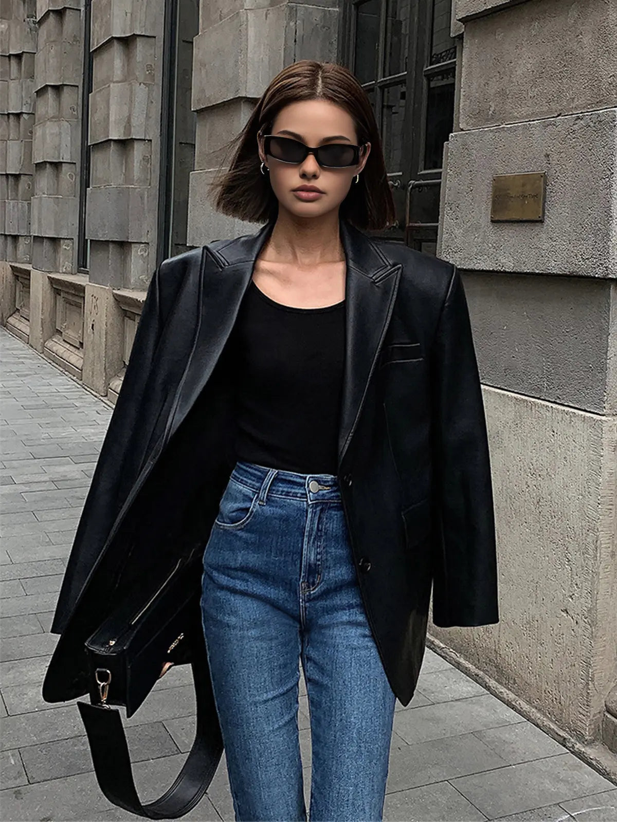 Sarah | Lederblazer mit Taschen und Detail Zendoo.de