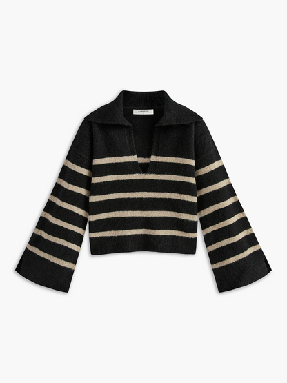 Pull Capuche Femme Rayé Hiver Élégant