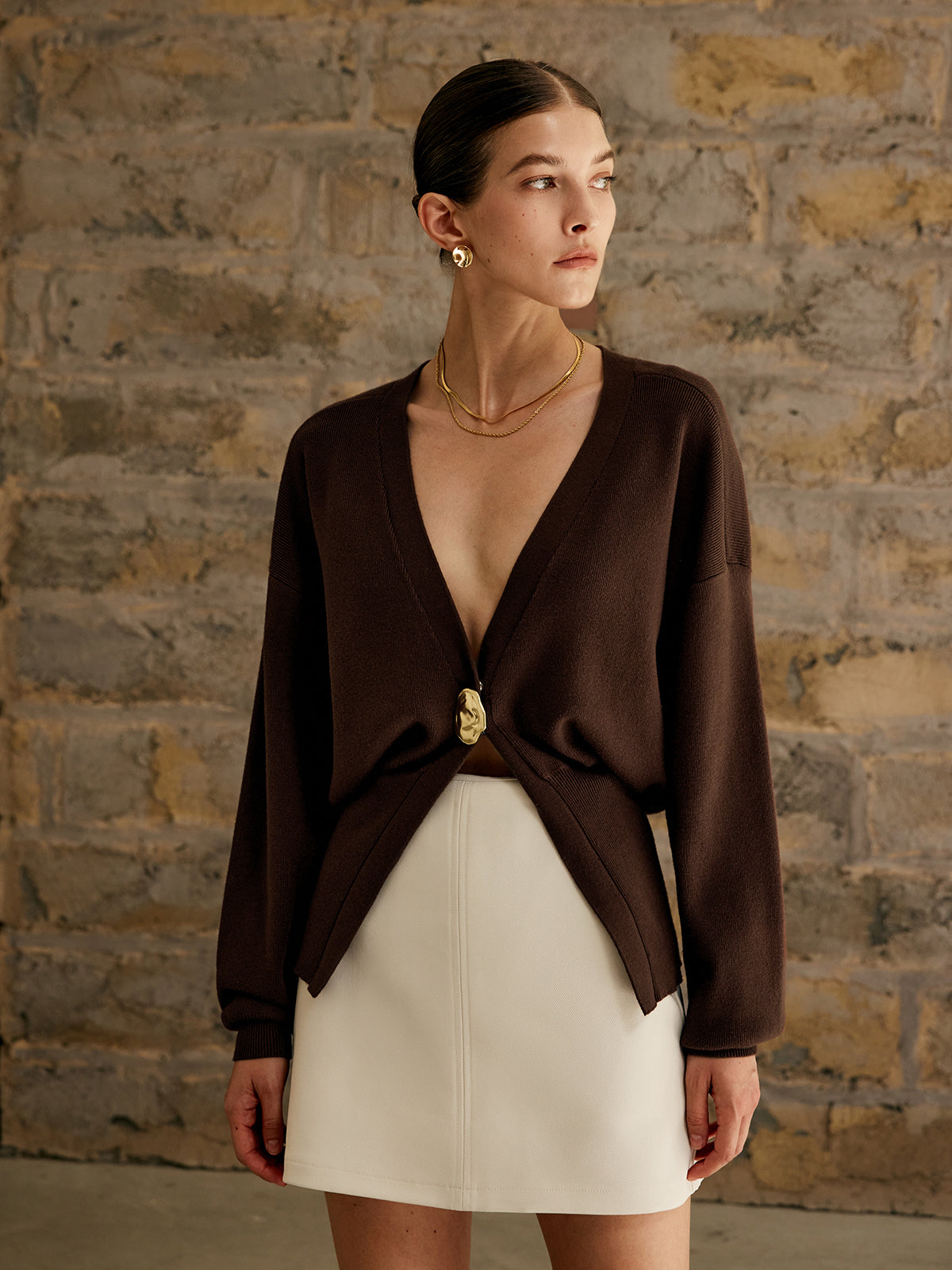 Cardigan Femme Hiver Doux avec Boutons Dorés - PanierRoyale