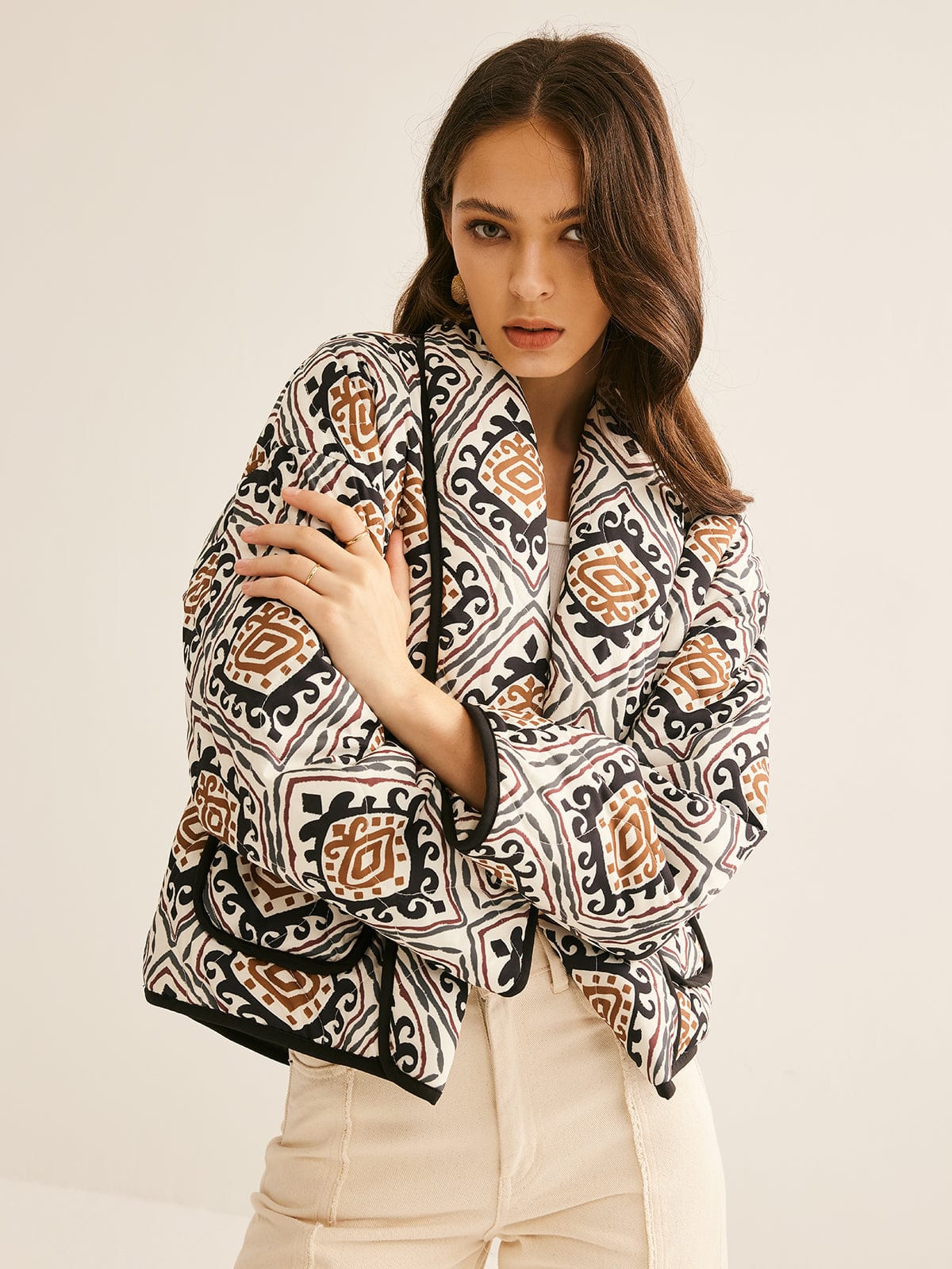 Blouson Oversize au Motif Ethnique