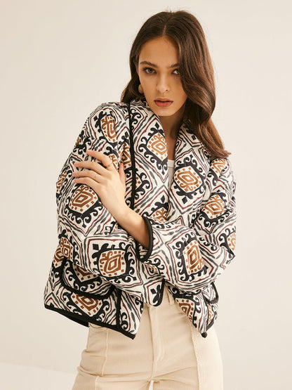 Blouson Oversize au Motif Ethnique