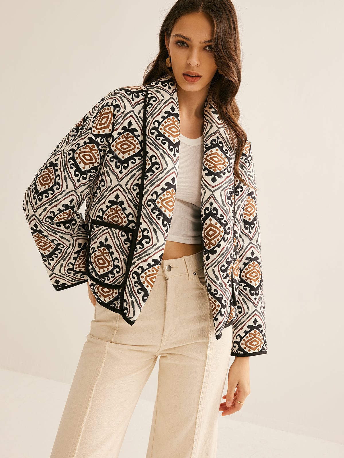 Blouson Oversize au Motif Ethnique