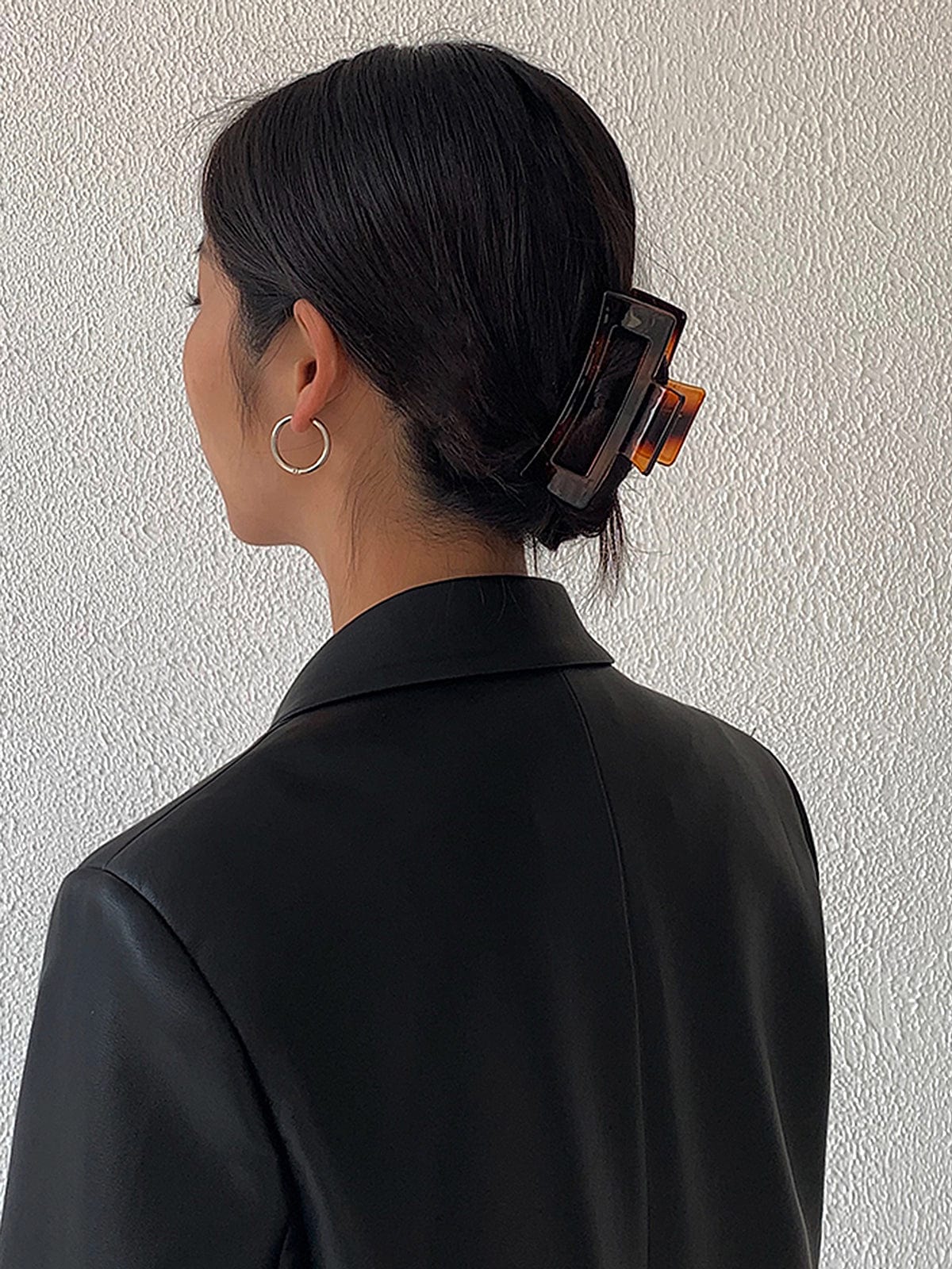 Blazer femme en cuir synthétique avec col cranté