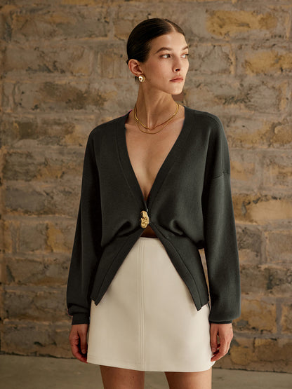 Cardigan Femme Hiver Doux avec Boutons Dorés
