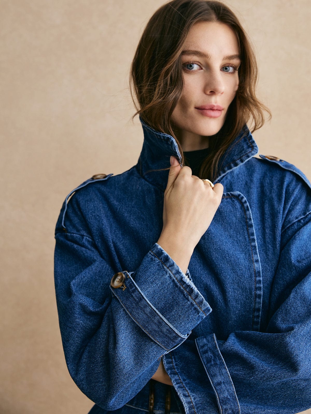 Trenchcoat Décontracté en Jean Large et Confortable