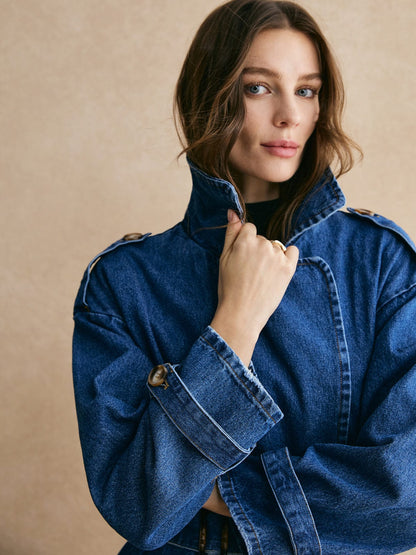 Trenchcoat Décontracté en Jean Large et Confortable