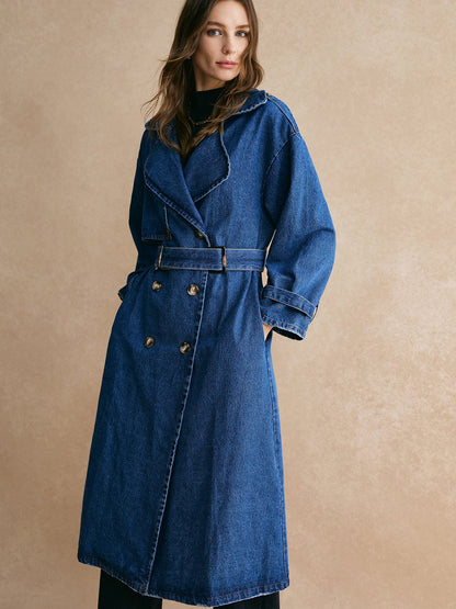 Trenchcoat Décontracté en Jean Large et Confortable