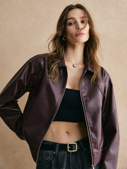 Blouson Cuir Court Femme Élégant et Tendance