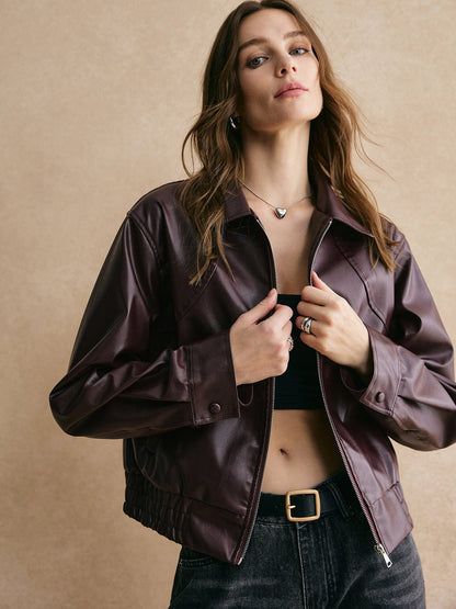 Blouson Cuir Court Femme Élégant et Tendance
